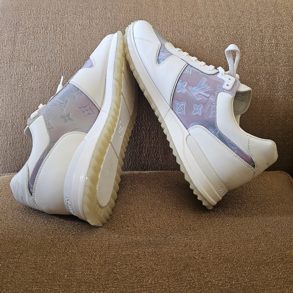 Louis Vuitton White/Iridescent Leather  & PVC Run Away Sneakers UK 9.5/US 10.5 - Picture 9 of 16